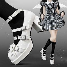 This price is for a pair of shoes only, others are not included.   	 		 			Size 			34 			35 			36 			37 			38 			39 			40 		 		 			Foot Length 			22 			22.5 			23 			23.5 			24 			24.5 			25 		 		 			Heel 			7 			7 			7 			7 			7 			7 			7 Punk Shoes, White Heart, Block Heels, Heels, White