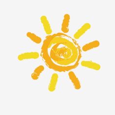 an orange and yellow sun drawn on white paper