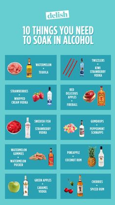 the top ten things you need to soak in alcohol info graphic design