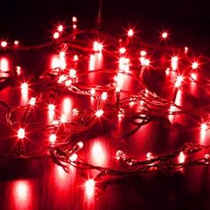 red and white lights on a table