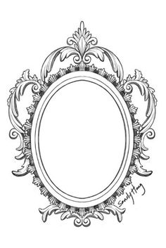 an oval frame with ornate designs on it