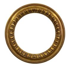 an oval gold frame on a white background