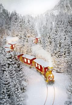 Winter Snow Forest Scenery Little Train Backdrop for Photo Booth Christmas Train Wallpaper, Train Wallpaper Iphone, Cer Nocturn, New England Christmas, Train Wallpaper