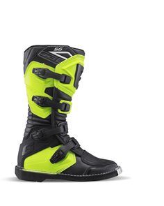 a pair of yellow and black motorcycle boots