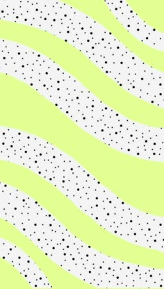 a green and white pattern with black dots on it's diagonal wavy lines in the background