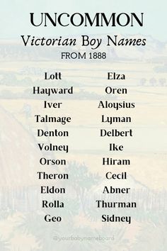 the uncommon victorian boy names from 1876