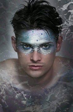 Merman Costume, Fantasy Make-up, Blue Makeup Looks, Galaxy Makeup, Male Makeup, Mermaids And Mermen, Mermaid Makeup, Makeup Tricks, Male Eyes