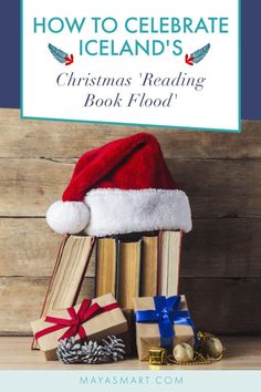 books stacked on top of each other with the title how to celebrate iceland's christmas reading book flood