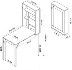 the drawing shows an office desk with two doors and one shelf, which is open to reveal