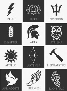 an image of the zodiac signs in black and white with symbols on each one side