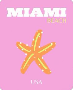 an orange starfish with the words miami beach on it's front and bottom