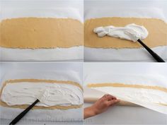 the process to make a cake with white icing