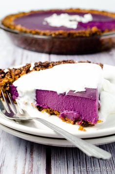 a slice of pie on a plate with a fork