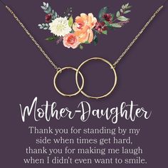 a necklace with two intertwined circles and flowers on it, saying goddaughter be who god meant you to be and you will set the world on fire