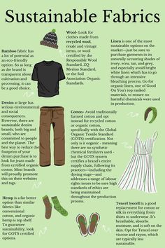 an info sheet describing the different types of clothing