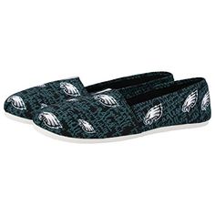 women's philadelphia eagles slippers on white soles with black and white pattern