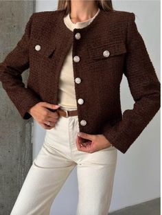 Brown Tweed Blazer Jacket STYLE DETAILING * Cropped * Tweed fabric * Lined SIZING Model measurements: Height: 168 cm Weight: 50 kg Hıp: 94 cm Chest: 86 cm Waist: 68 cm Model wears S size. Product Length: 48 cm Arm Length: 58 cm Width: 90 cm NOTE: Product is a normal fit. You can prefer your normal size. ** Please don't hesitate to contact us for your any questions. You're always welcomed ♥️ BrownTweed Jacket Women, Tweed Blazer Women, Tweed Short Coat Jacket, Wool Blazer, Cropped Tweed Blazer, E Timeless Brown Luxury Tweed Jacket, Timeless Luxury Brown Tweed Jacket, Brown Luxury Tweed Jacket In Timeless Style, Luxury Brown Tweed Jacket In Classic Style, Luxury Brown Tweed Jacket For Spring, Luxury Tailored Brown Tweed Jacket, Luxury Brown Tweed Jacket Casual Style, Luxury Brown Tweed Jacket For Winter, Luxury Brown Tweed Jacket For Business