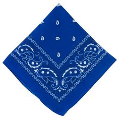 a blue bandana with paisley designs on it