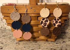 Handmade Faux Leather Earrings Diy, Fake Leather Earrings, Faux Leather Earring Designs, Homemade Leather Earrings, Making Earrings With Cricut, Cricket Earring Ideas, Cricut Faux Leather Earrings, Leather Earrings With Charms, Small Faux Leather Earrings