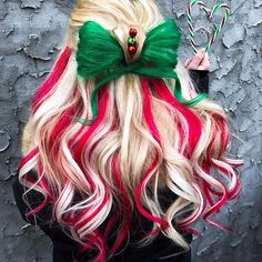 FOR SALONS & HAIR LOVERS (@luvlylonglocks) • This hairstyle by @hair_by_jess.r is simply divine | For more Christmas hairstyle inspiration, visit www.LuvlyLongLocks.com | #beauty #hairstyles #christmashair Holiday Hair Color, Candy Hair, Christmas Hairstyles, Bright Hair, Christmas Hair, Crazy Hair Days, Rainbow Hair, Crazy Hair