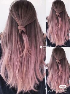 Brown To Pastel Pink Ombre Hair, Ash And Pink Hair, Ash Brown And Pink Hair, Pink Brown Highlights, Ash Brown Hair With Pink Highlights, Brown And Pastel Pink Hair, Brunette With Pink Tips, Ashy Pink Hair Balayage, Ash Pink Balayage