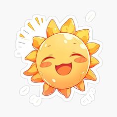 a cartoon sun smiling with its eyes closed