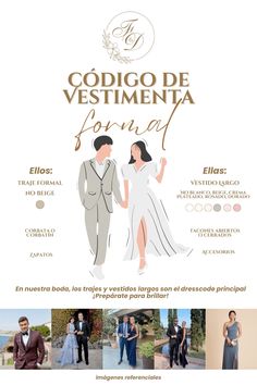 an advertisement for a wedding in the spanish language, with pictures of people and their names