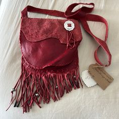 Brand New. Cute Little Red Leather Concho Bag With Fringe And Silver Beads. Everyday Red Beaded Bags, Red Leather Festival Bag, Artisan Red Bags For Festivals, Artisan Red Hand-stitched Bags, Red Hand-stitched Rectangular Shoulder Bag, Artisan Hand-stitched Red Bags, Traditional Red Beaded Bags, Artisan Red Leather Bags, Artisan Red Shoulder Bag For Festivals