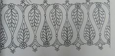 an intricately designed piece of cloth with vines and leaves on the border is drawn in black ink