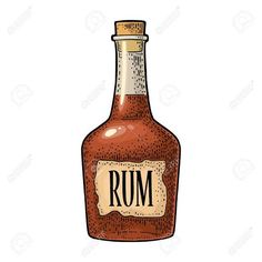 a bottle of rum on a white background