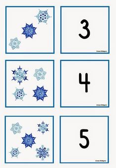 snowflakes and numbers are arranged in the same pattern