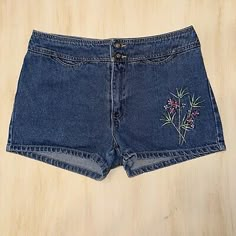 Vintage 90’s Denim Shorts Jr Size 9 Embroidered Floral Hippie Retro Boho EUC  | eBay Casual Embroidered Jean Shorts For Summer, Vintage Floral Embroidered Bottoms For Summer, Vintage Embroidered Summer Bottoms, Casual Cotton Embroidered Jean Shorts, Casual Embroidered Cotton Jean Shorts, Casual Cutoff Jeans With Floral Embroidery, Casual Denim Jean Shorts With Floral Embroidery, Casual Embroidered Cutoff Jean Shorts, Retro Embroidered Denim Bottoms