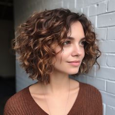 Textured Curly Bob Inverse Bob Curly Hair, Lob Haircut Thick Curly Hair, Short Brown Curly Hairstyles, Natural Curl Short Pixie, Short Layered Curly Haircuts Messy Bob, Curly Hair Bobs Naturally, Mid Length Curly Bob, Fine Curly Bob, Round Curly Bob