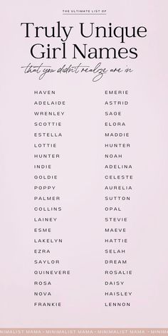 the cover of truly unique girl names