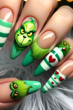 Festival Nails, Christmas Nail Designs, The Grinch, Nail Designs Spring