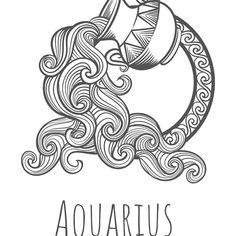 the zodiac sign aquarius with an image of a woman's head and waves