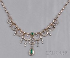 Emerald and Diamond Necklace Small Necklace Gold Indian, Emerald And Diamond Necklace, Diamond Necklace Simple, Necklace Sale, Diamond Jewelry Set, Gold Jewelry Simple Necklace, Beautiful Gold Necklaces