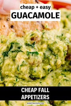 the recipe for guacamole is shown with text overlay that reads cheap and easy