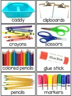 different types of crayons and pencils are shown in this classroom activity sheet