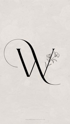 the letter w is made up of letters with flowers on it and an arrow in the middle