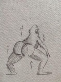 a pencil drawing of a man bending over