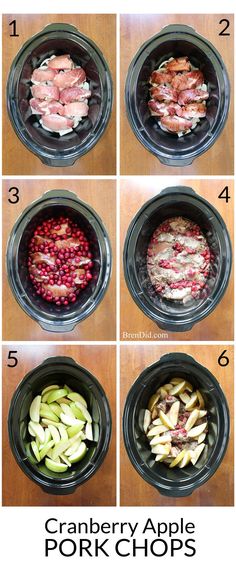 the steps to make cranberry apple pork chops in an instant pressure cooker