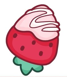 an image of a strawberry with whipped cream on it's face and the words, how to draw a strawberry