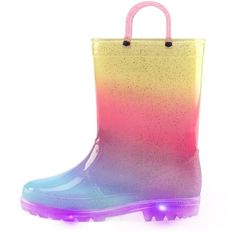 Kushyshoo light up rain boots for toddler boys and girls are featured in unique design. These kids rain boots are fast received by US market , especially the famliy with a lot of rainy and snow.The light up feature makes playing in puddles even more fun! They light up even when submerged in water! What is more, the resonable price has received large quantity of compliments and give surprise to many of our honet fans. The most important feature is that these rain boots are totally waterproof, and Playing In Puddles, Dinosaur Light, Kids Rainbow, Kids Rain Boots, Kids Rain, Rainbow Glitter, Girls Shoes Kids, Rainbow Kids, Rain Boot