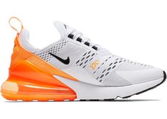 Buy and sell authentic Nike shoes on StockX including the Nike Air Max 270 White Black Orange (W) and thousands of other sneakers with price data and release dates. Nike 270 Women Outfit, Nike 270 Women, Nike Air Max 270 White, Nike 270, Tops Nike, Nike Shoes Outfits, All Nike Shoes, Nike Air Shoes, Orange Shoes