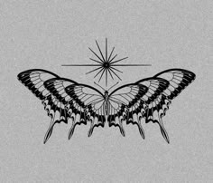 a black and white drawing of a butterfly