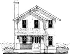 a drawing of a two story house