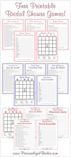 the free printable bridal shower games