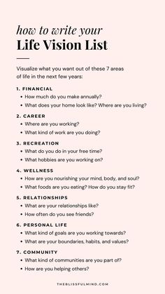 Life Vision List, Vision List, Healing Journaling, Life Vision, Self Care Bullet Journal, Trening Fitness, Get My Life Together