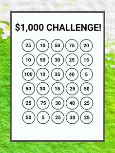 a poster with the words $ 1, 000 challenge written in black and white on it